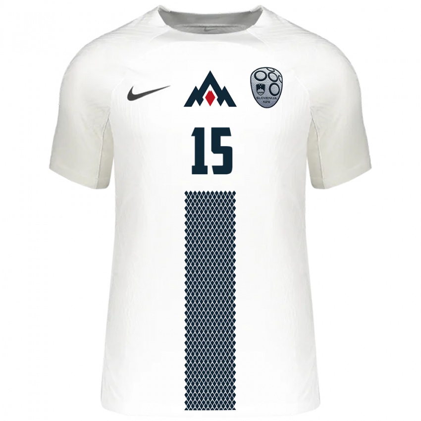 Heren Slovenië Miha Matjasec #15 Wit Thuisshirt Thuistenue 24-26 T-Shirt