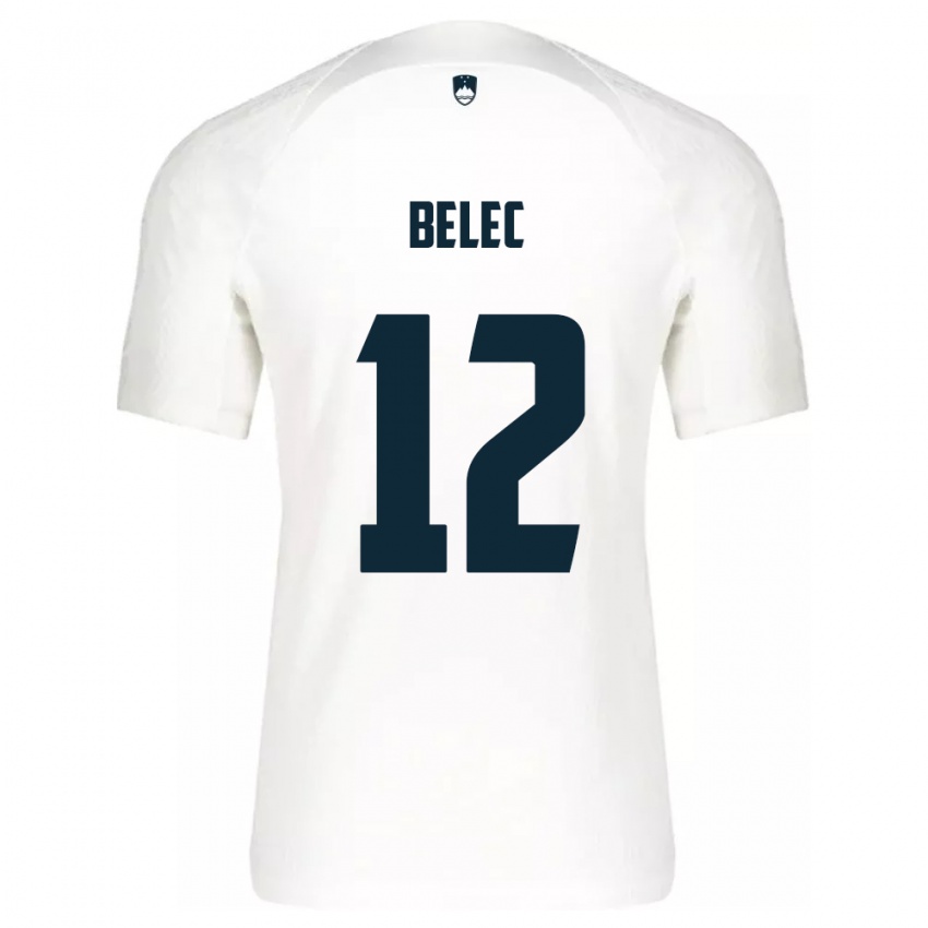 Heren Slovenië Vid Belec #12 Wit Thuisshirt Thuistenue 24-26 T-Shirt