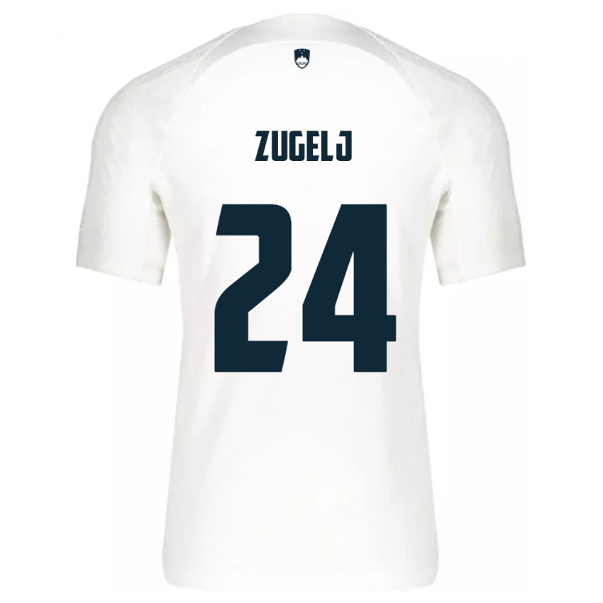 Heren Slovenië Nino Zugelj #24 Wit Thuisshirt Thuistenue 24-26 T-Shirt