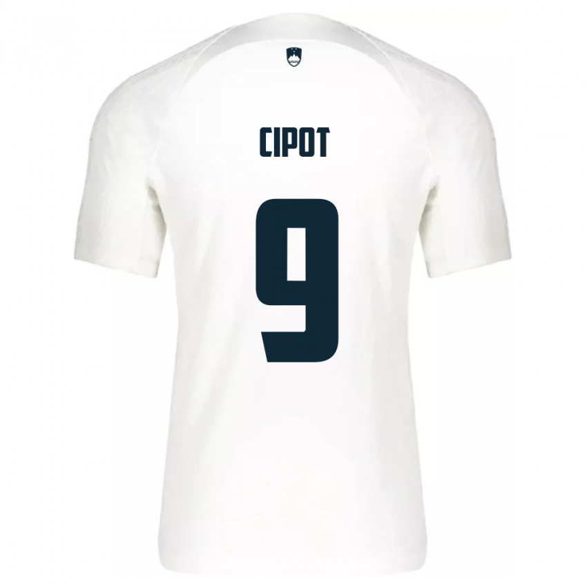 Heren Slovenië Tio Cipot #9 Wit Thuisshirt Thuistenue 24-26 T-Shirt