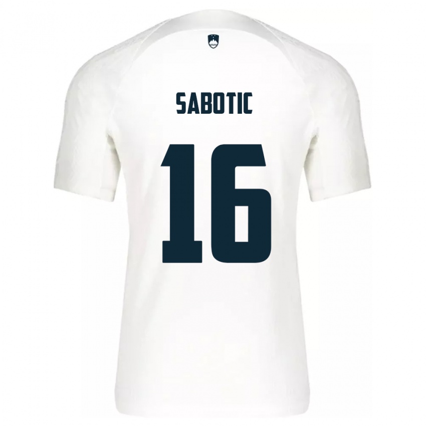 Heren Slovenië Tais Sabotic #16 Wit Thuisshirt Thuistenue 24-26 T-Shirt