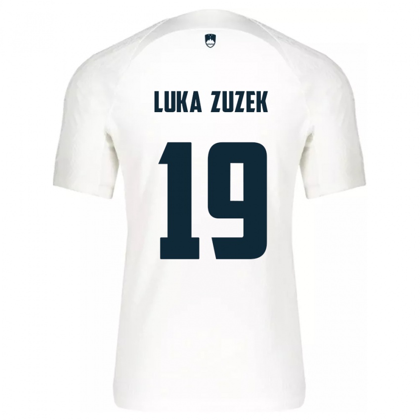 Heren Slovenië Zan Luka Zuzek #19 Wit Thuisshirt Thuistenue 24-26 T-Shirt