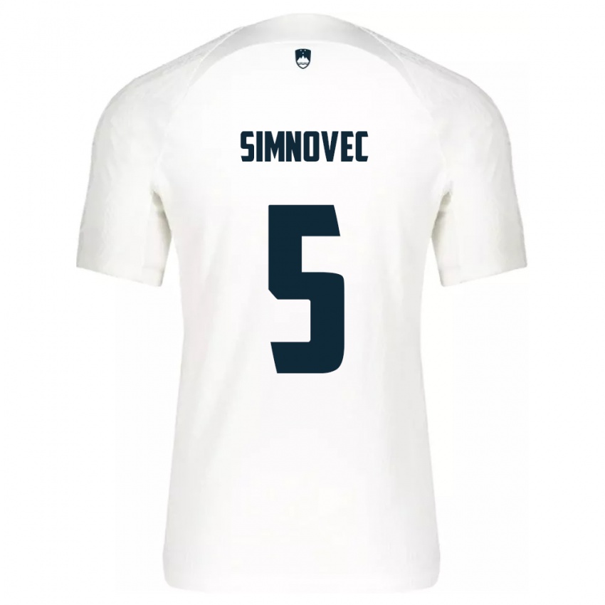 Heren Slovenië Matevz Simnovec #5 Wit Thuisshirt Thuistenue 24-26 T-Shirt