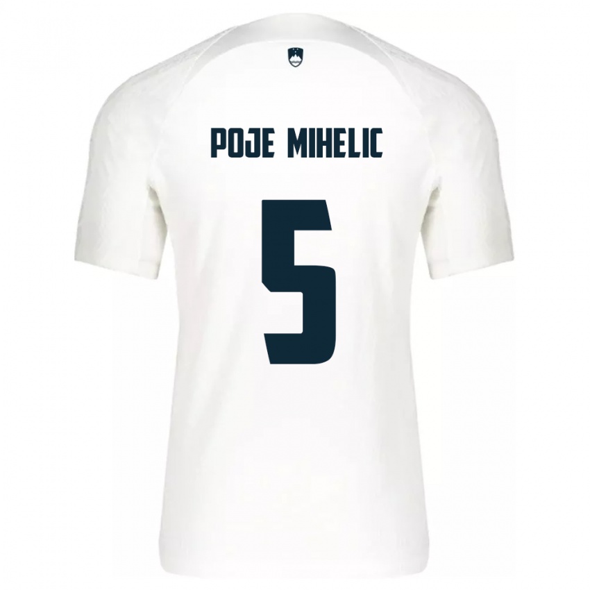 Heren Slovenië Naja Poje Mihelič #5 Wit Thuisshirt Thuistenue 24-26 T-Shirt