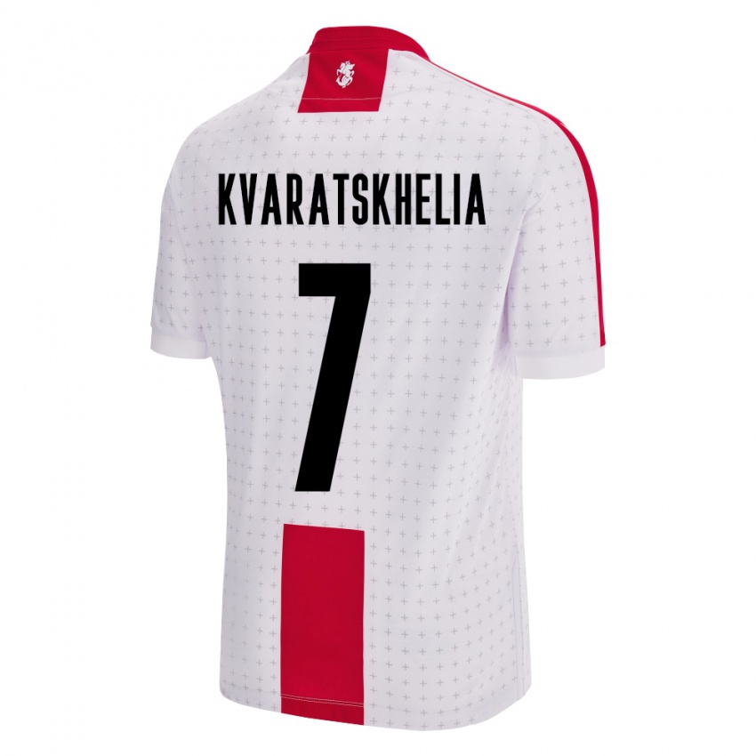 Heren Georgia Khvicha Kvaratskhelia #7 Wit Thuisshirt Thuistenue 24-26 T-Shirt