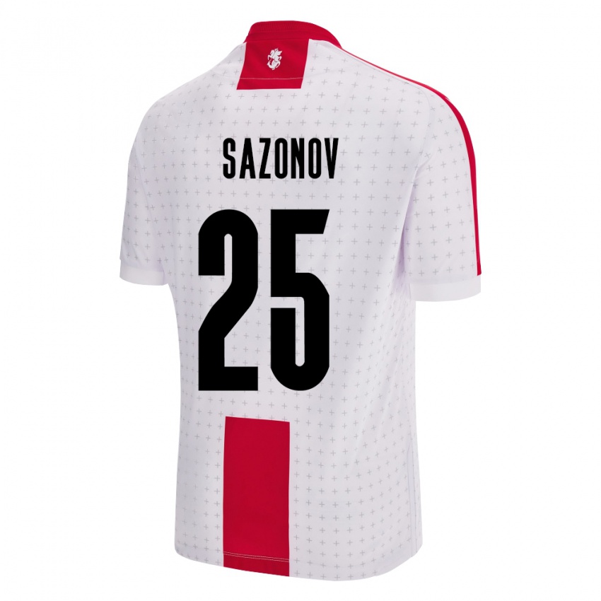 Heren Georgia Saba Sazonov #25 Wit Thuisshirt Thuistenue 24-26 T-Shirt