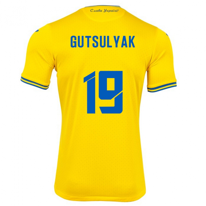 Heren Oekraïne Oleksiy Gutsulyak #19 Geel Thuisshirt Thuistenue 24-26 T-Shirt