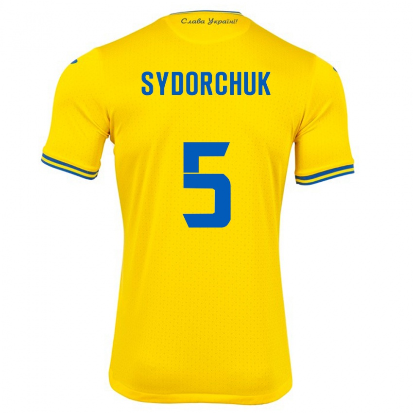 Heren Oekraïne Sergiy Sydorchuk #5 Geel Thuisshirt Thuistenue 24-26 T-Shirt