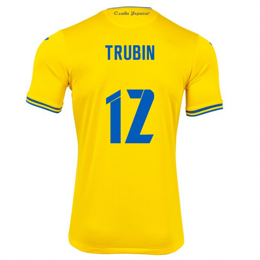 Heren Oekraïne Anatoliy Trubin #12 Geel Thuisshirt Thuistenue 24-26 T-Shirt