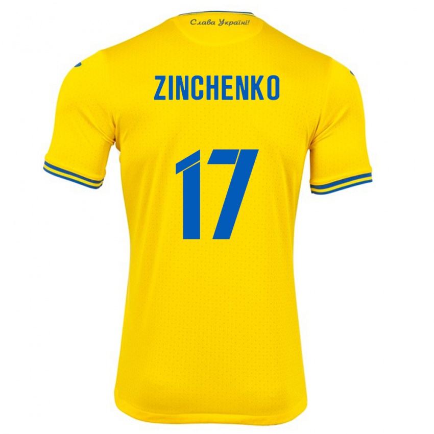 Heren Oekraïne Oleksandr Zinchenko #17 Geel Thuisshirt Thuistenue 24-26 T-Shirt