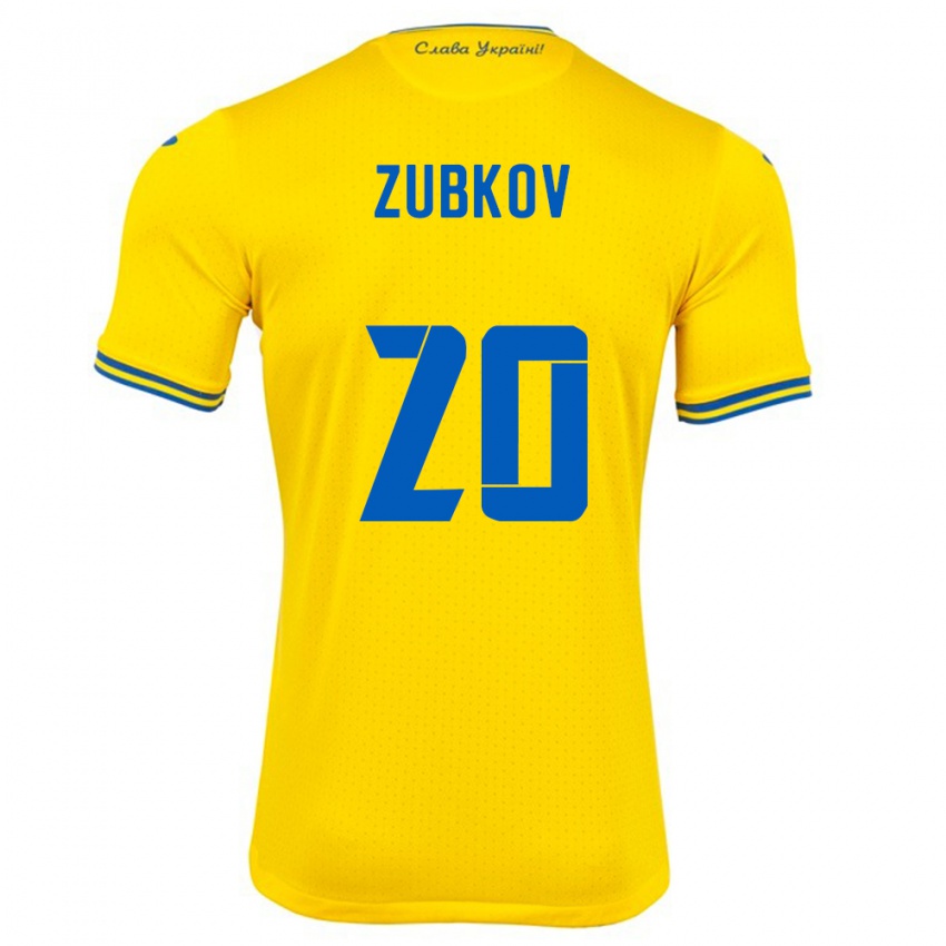 Heren Oekraïne Oleksandr Zubkov #20 Geel Thuisshirt Thuistenue 24-26 T-Shirt