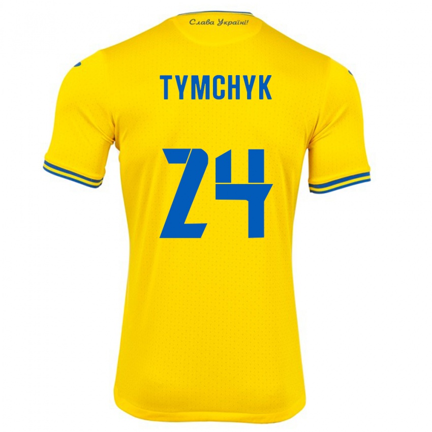 Heren Oekraïne Oleksandr Tymchyk #24 Geel Thuisshirt Thuistenue 24-26 T-Shirt