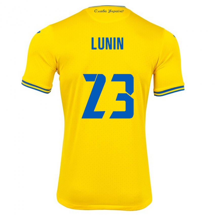 Heren Oekraïne Andriy Lunin #23 Geel Thuisshirt Thuistenue 24-26 T-Shirt