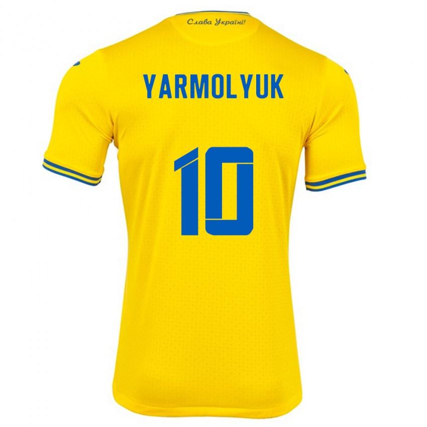 Heren Oekraïne Yegor Yarmolyuk #10 Geel Thuisshirt Thuistenue 24-26 T-Shirt