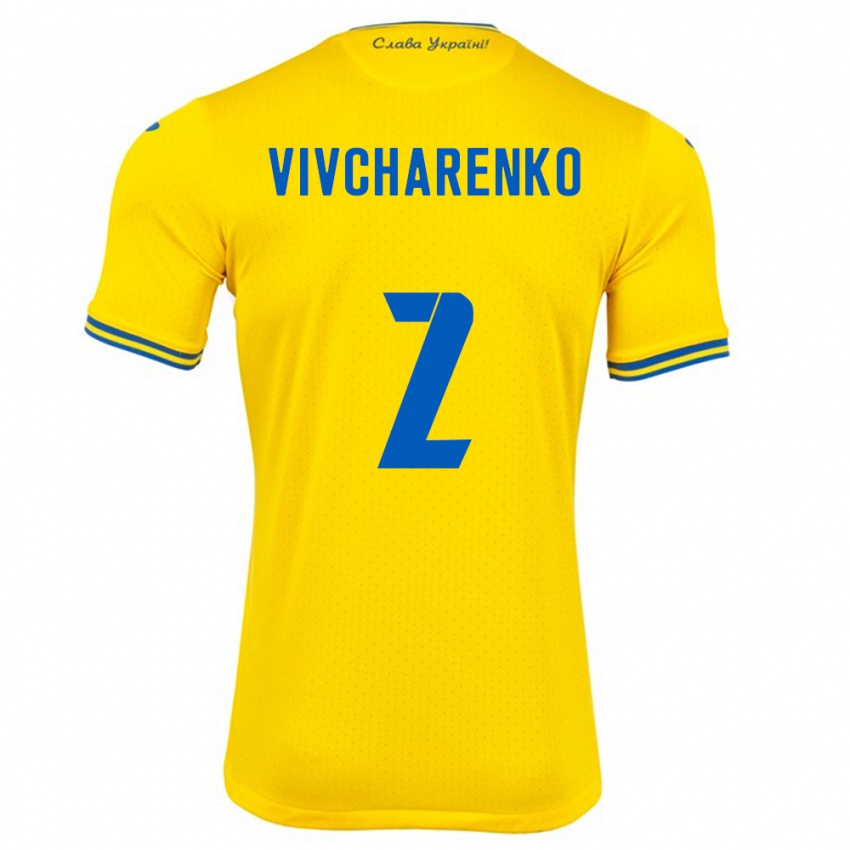 Heren Oekraïne Kostyantyn Vivcharenko #2 Geel Thuisshirt Thuistenue 24-26 T-Shirt