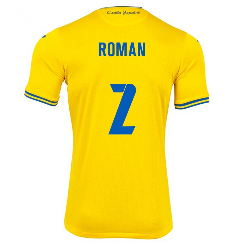 Heren Oekraïne Vitaliy Roman #2 Geel Thuisshirt Thuistenue 24-26 T-Shirt