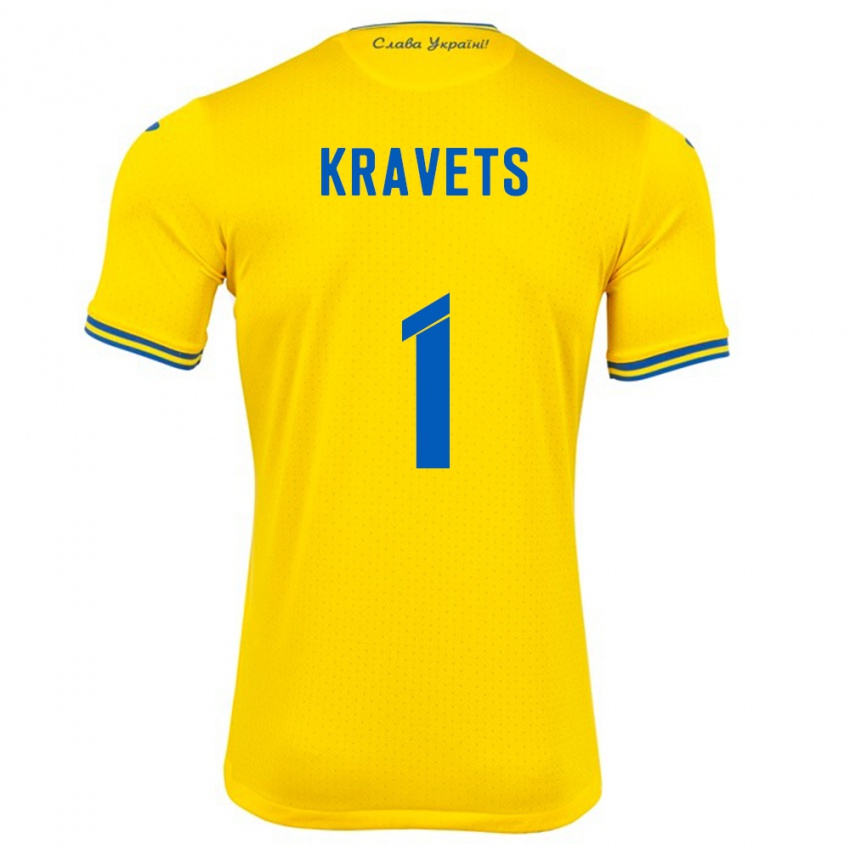 Heren Oekraïne Vladyslav Kravets #1 Geel Thuisshirt Thuistenue 24-26 T-Shirt
