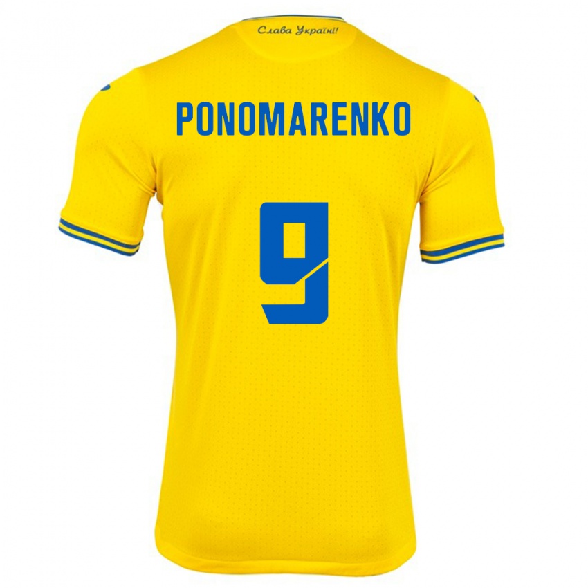 Heren Oekraïne Matviy Ponomarenko #9 Geel Thuisshirt Thuistenue 24-26 T-Shirt