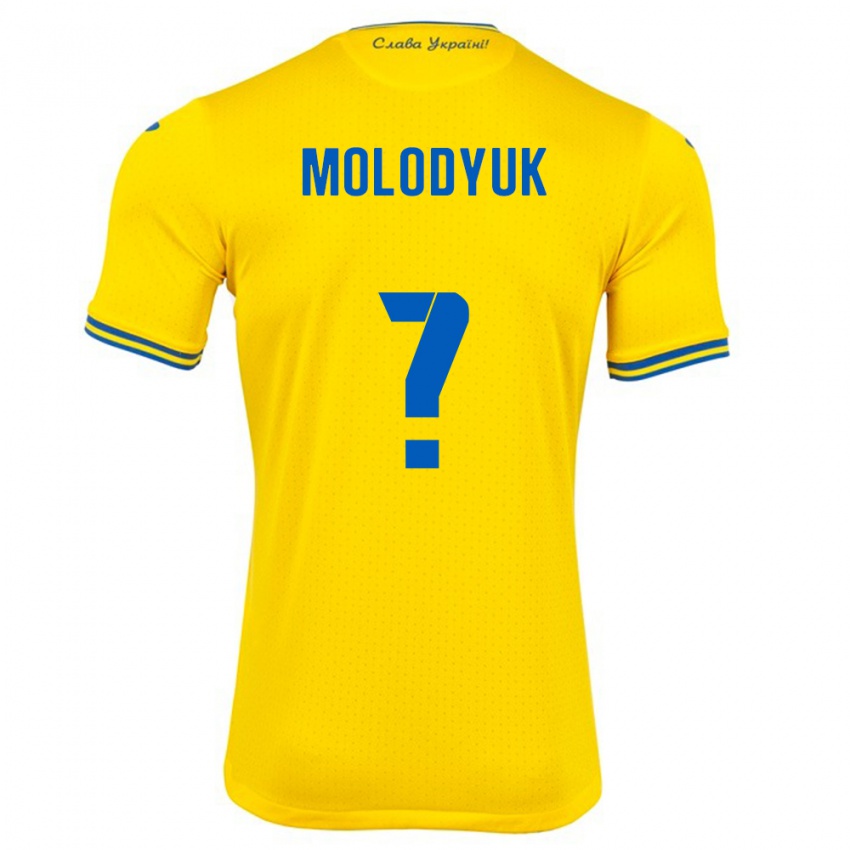 Heren Oekraïne Yelyzaveta Molodyuk #0 Geel Thuisshirt Thuistenue 24-26 T-Shirt