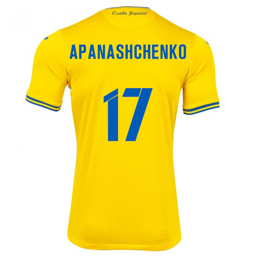 Heren Oekraïne Daryna Apanashchenko #17 Geel Thuisshirt Thuistenue 24-26 T-Shirt