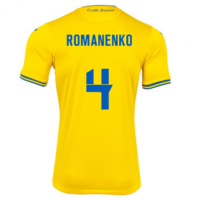 Heren Oekraïne Tetyana Romanenko #4 Geel Thuisshirt Thuistenue 24-26 T-Shirt