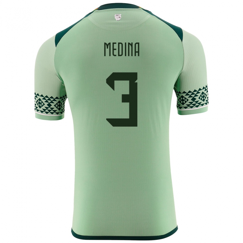 Heren Bolivia Diego Medina #3 Licht Groen Thuisshirt Thuistenue 24-26 T-Shirt