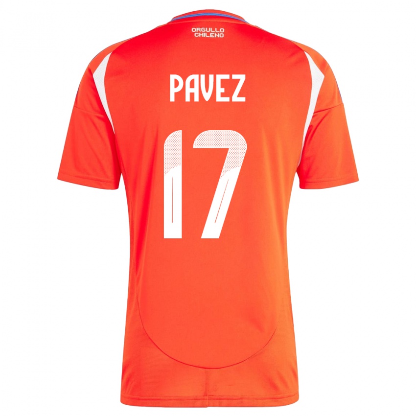 Heren Chili Esteban Pavez #17 Rood Thuisshirt Thuistenue 24-26 T-Shirt