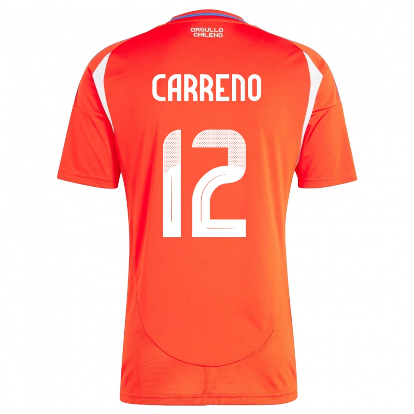 Heren Chili Diego Carreño #12 Rood Thuisshirt Thuistenue 24-26 T-Shirt