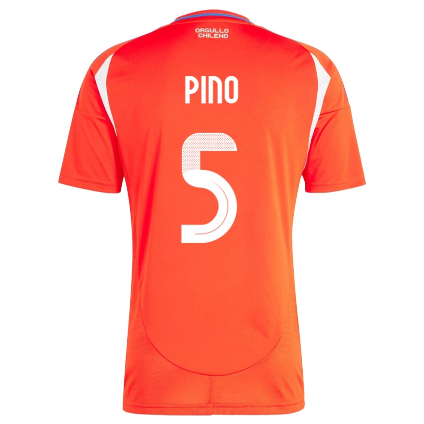 Heren Chili Sebastián Pino #5 Rood Thuisshirt Thuistenue 24-26 T-Shirt