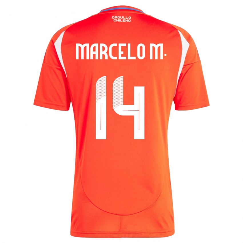 Heren Chili Marcelo Morales #14 Rood Thuisshirt Thuistenue 24-26 T-Shirt