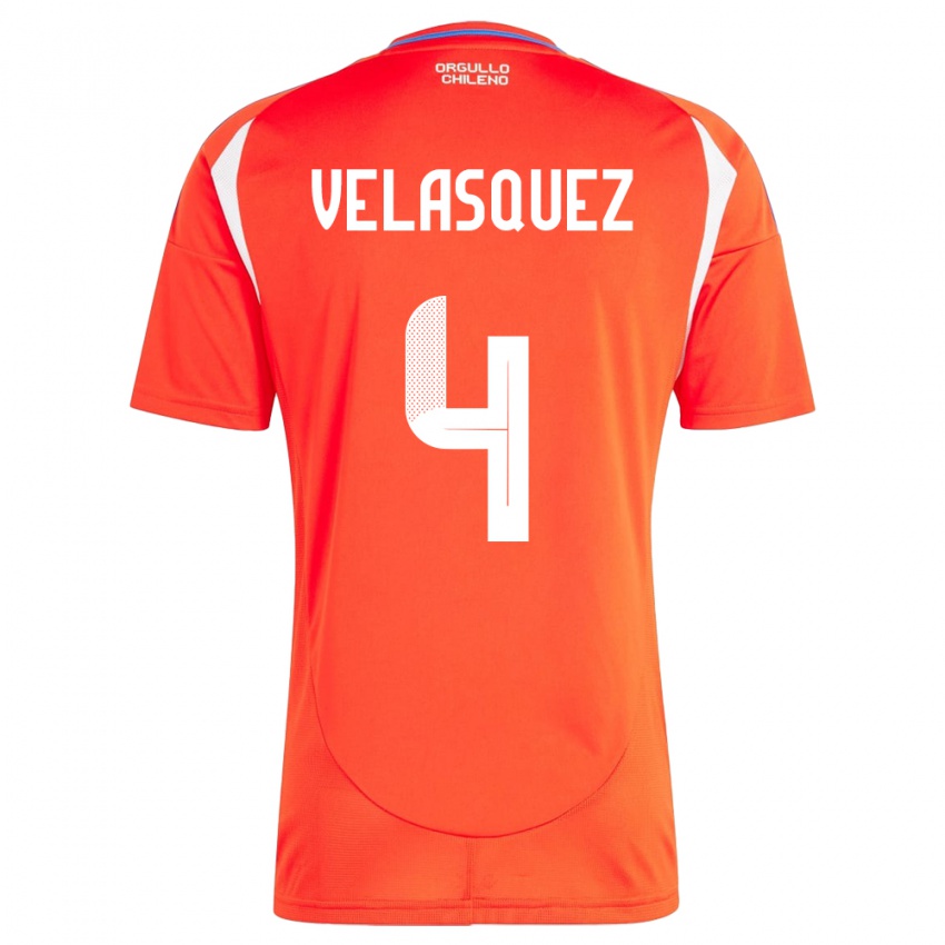 Heren Chili Lucas Velásquez #4 Rood Thuisshirt Thuistenue 24-26 T-Shirt