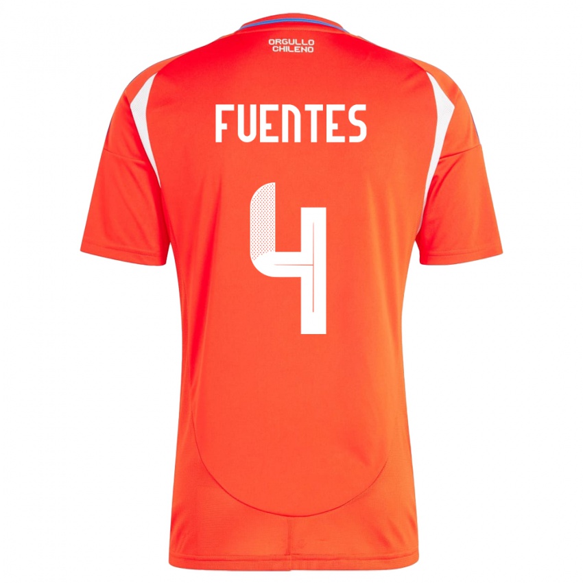 Heren Chili Karen Fuentes #4 Rood Thuisshirt Thuistenue 24-26 T-Shirt