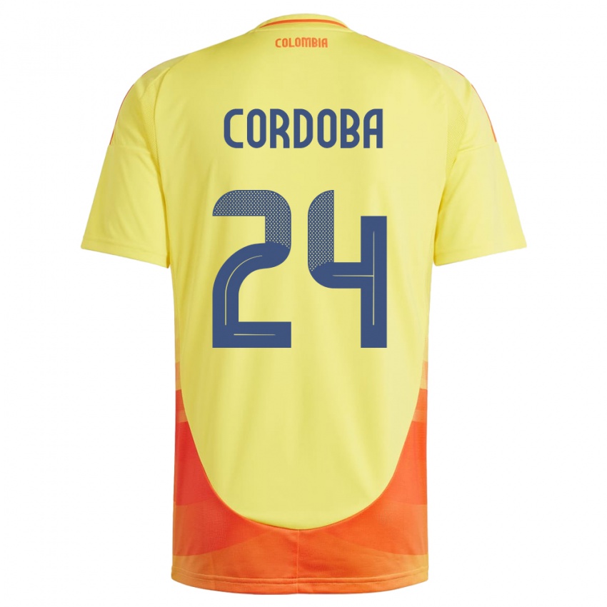 Heren Colombia Jhon Córdoba #24 Geel Thuisshirt Thuistenue 24-26 T-Shirt