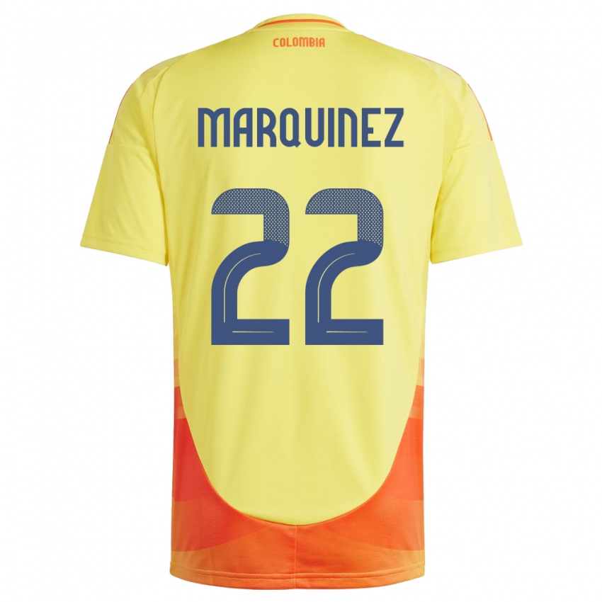 Heren Colombia Luis Marquinez #22 Geel Thuisshirt Thuistenue 24-26 T-Shirt