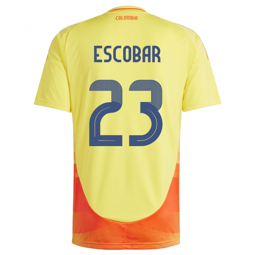 Heren Colombia Josen Escobar #23 Geel Thuisshirt Thuistenue 24-26 T-Shirt