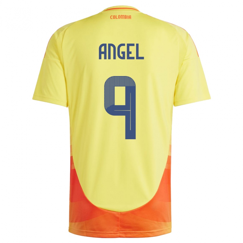 Heren Colombia Tomás Ángel #9 Geel Thuisshirt Thuistenue 24-26 T-Shirt