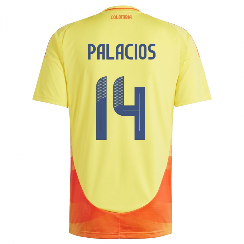 Heren Colombia Julián Palacios #14 Geel Thuisshirt Thuistenue 24-26 T-Shirt