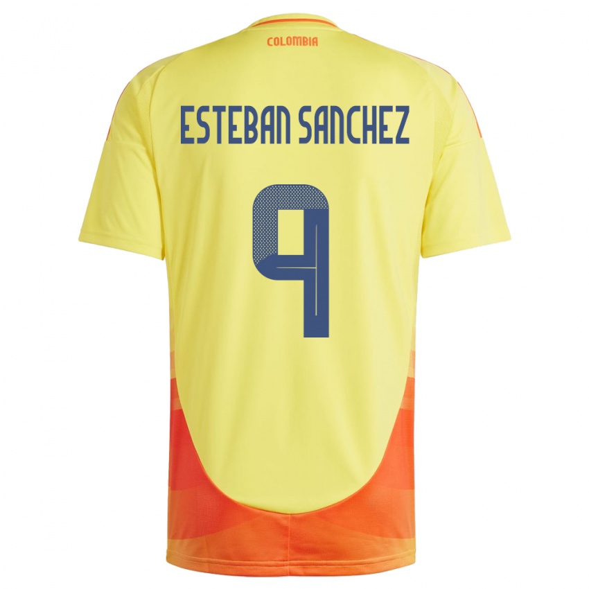 Heren Colombia Juan Esteban Sánchez #9 Geel Thuisshirt Thuistenue 24-26 T-Shirt