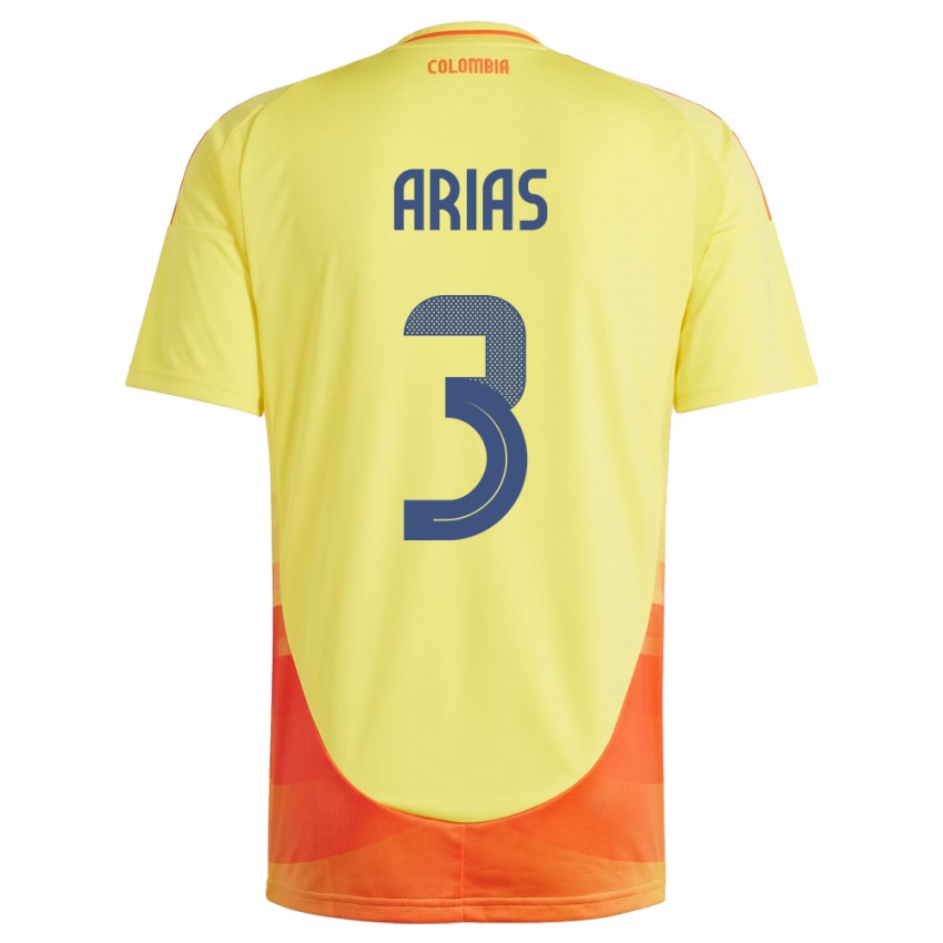 Heren Colombia Daniela Arias #3 Geel Thuisshirt Thuistenue 24-26 T-Shirt