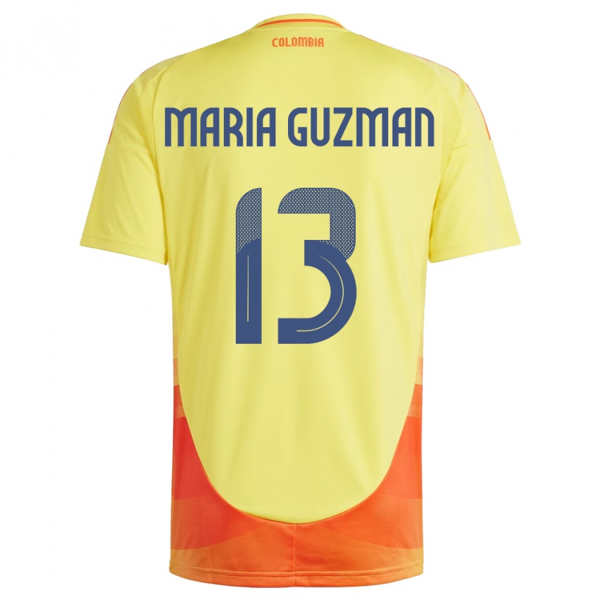 Heren Colombia Ana María Guzmán #13 Geel Thuisshirt Thuistenue 24-26 T-Shirt