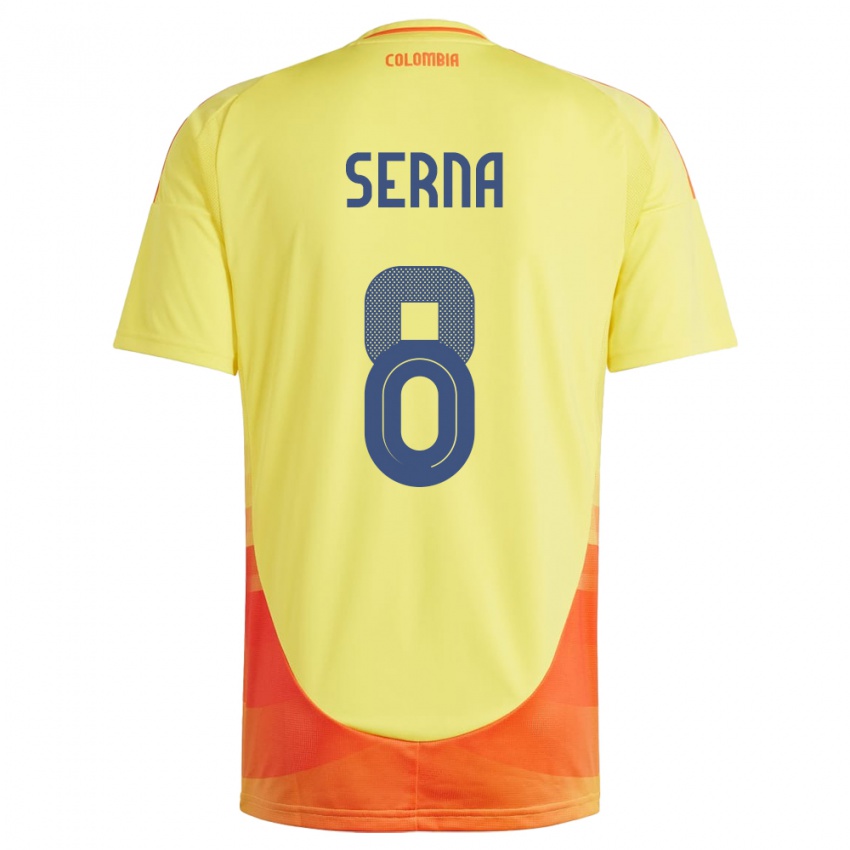 Heren Colombia Liced Serna #8 Geel Thuisshirt Thuistenue 24-26 T-Shirt