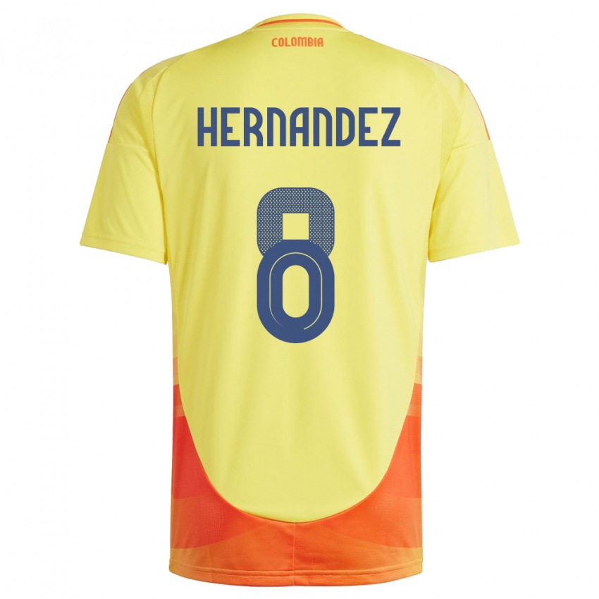 Heren Colombia Natalia Hernández #8 Geel Thuisshirt Thuistenue 24-26 T-Shirt