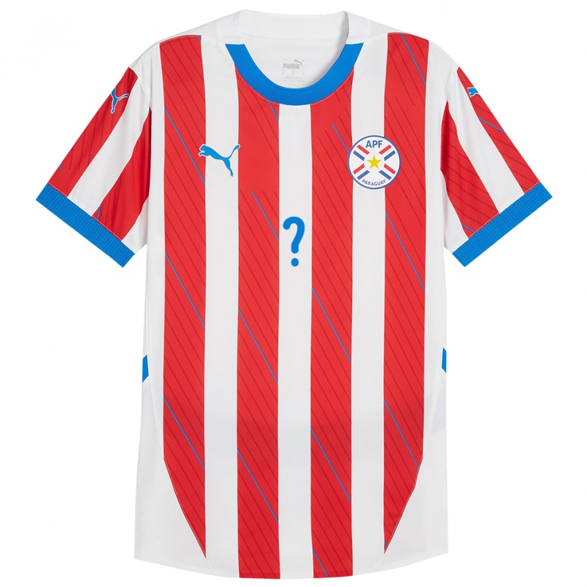 Heren Paraguay Uw Naam #0 Wit Rood Thuisshirt Thuistenue 24-26 T-Shirt