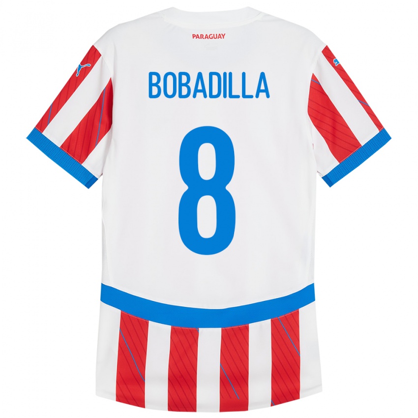 Heren Paraguay Damián Bobadilla #8 Wit Rood Thuisshirt Thuistenue 24-26 T-Shirt