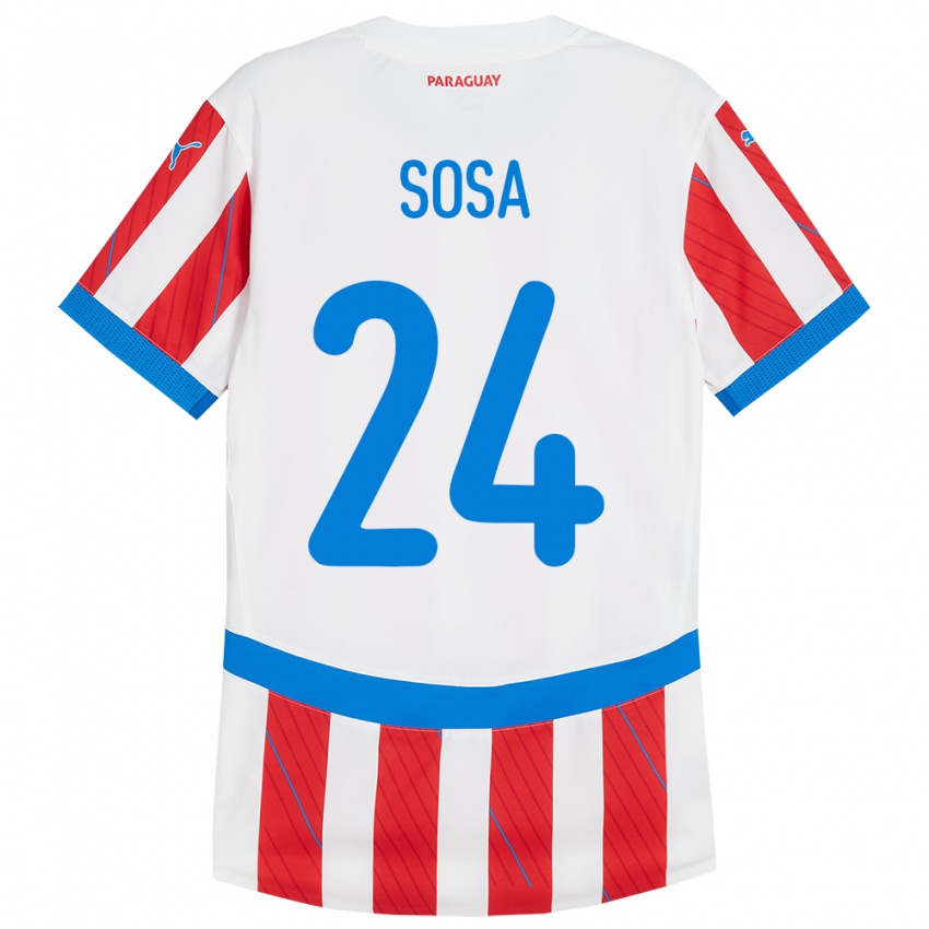 Heren Paraguay Ramón Sosa #24 Wit Rood Thuisshirt Thuistenue 24-26 T-Shirt