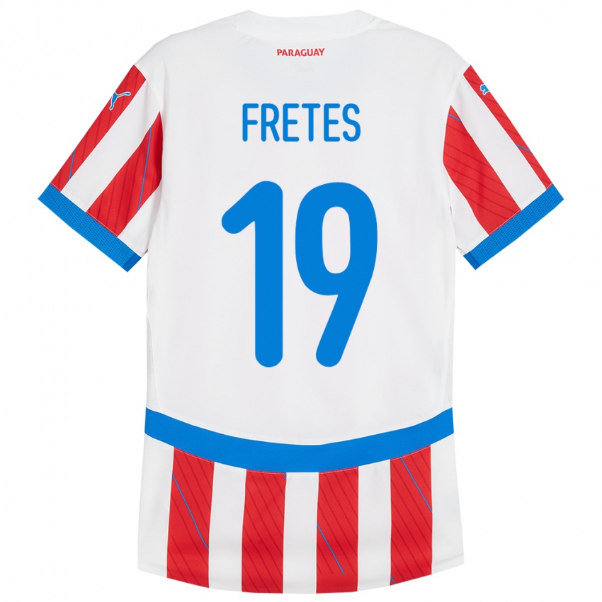 Heren Paraguay Alexis Fretes #19 Wit Rood Thuisshirt Thuistenue 24-26 T-Shirt