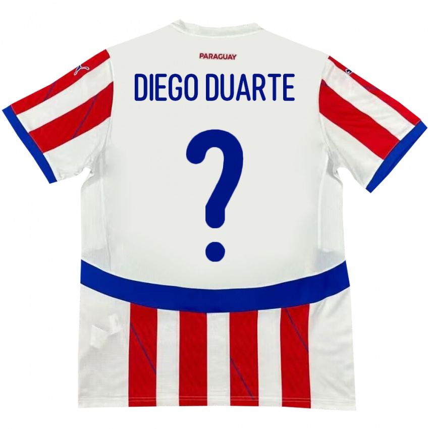Heren Paraguay Diego Duarte #0 Wit Rood Thuisshirt Thuistenue 24-26 T-Shirt