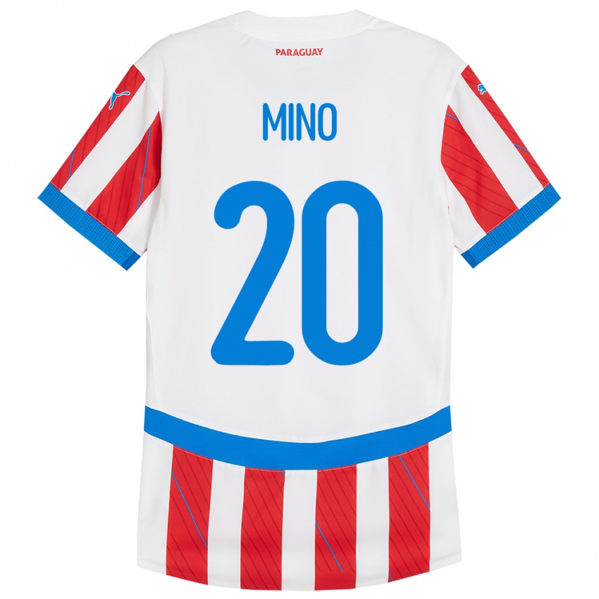 Heren Paraguay César Miño #20 Wit Rood Thuisshirt Thuistenue 24-26 T-Shirt