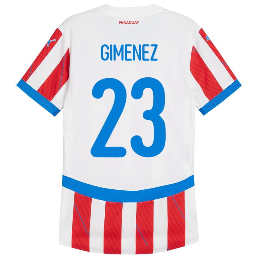 Heren Paraguay Miguel Giménez #23 Wit Rood Thuisshirt Thuistenue 24-26 T-Shirt