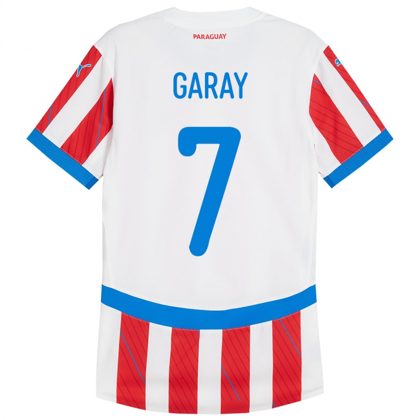 Heren Paraguay Griselda Garay #7 Wit Rood Thuisshirt Thuistenue 24-26 T-Shirt